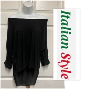 Italian Style Black Dolman Sleeve Top